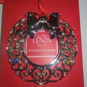 New Lenox Sterling Silver-Plated Christmas Wreath Ornament